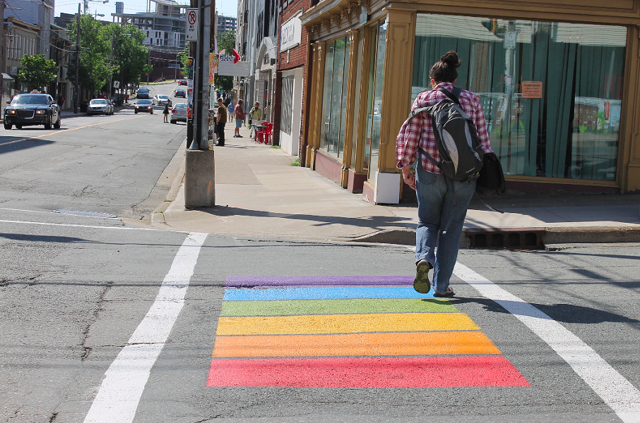 One of the rainbow crosswalks in Halifax that were painted last week in celebration of Pride. - ASHLEY CORBETT