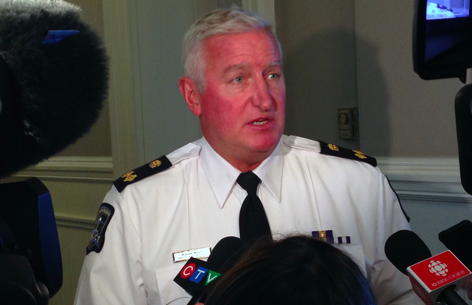 Halifax Regional Police deputy chief Bill Moore, speaking to reporters inside City Hall on Monday. - THE COAST