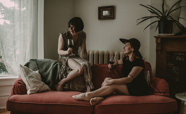 Nicole Campbell and Krysta Oben explain "wine over loud disco music" - JENALLE LOS