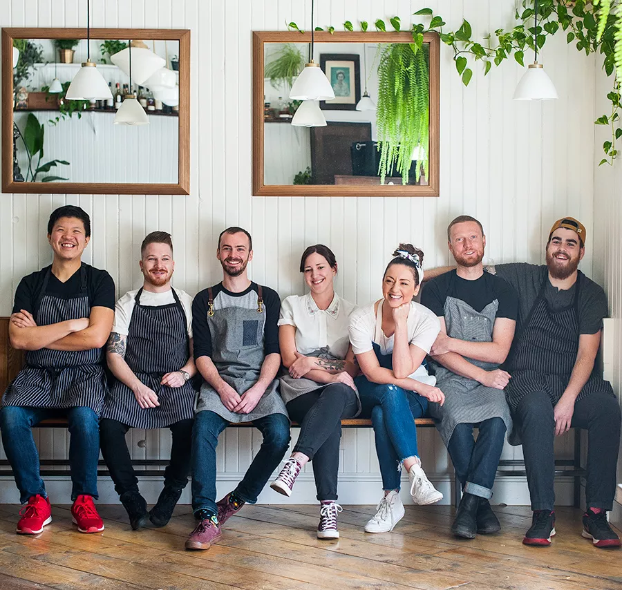 Kismet’s back of house (L-R): Lance Hu, Shayne Carnell, Jarrett Gorveatt, Ellen Baldwin, Annie Brace-Lavoie, Richard McNeil, Alex Scanlan. - JESSICA EMIN