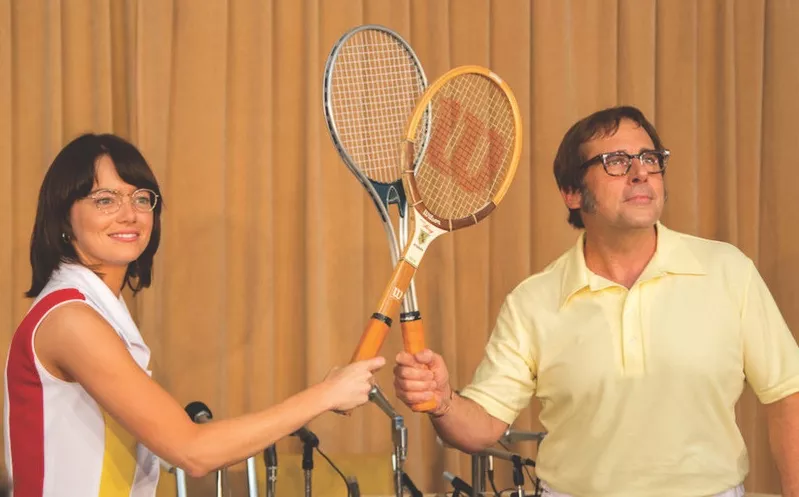 Considering all those racquets, there's hardly any tennis in Battle of the Sexes until the eponymous battle.