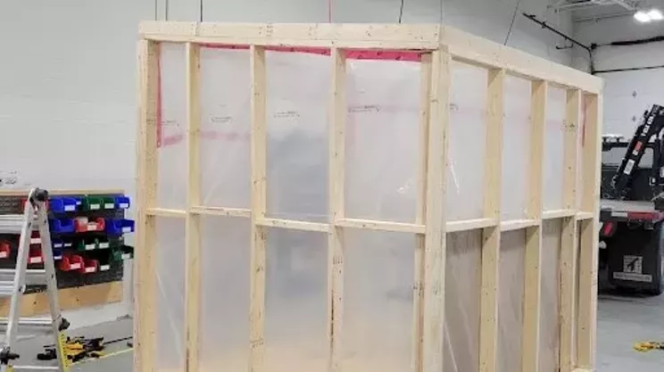 A tiny shelter is under construction at Well Engineered Inc. in Burnside.