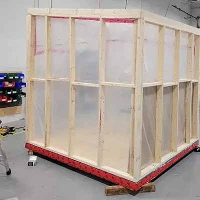 A tiny shelter is under construction at Well Engineered Inc. in Burnside.