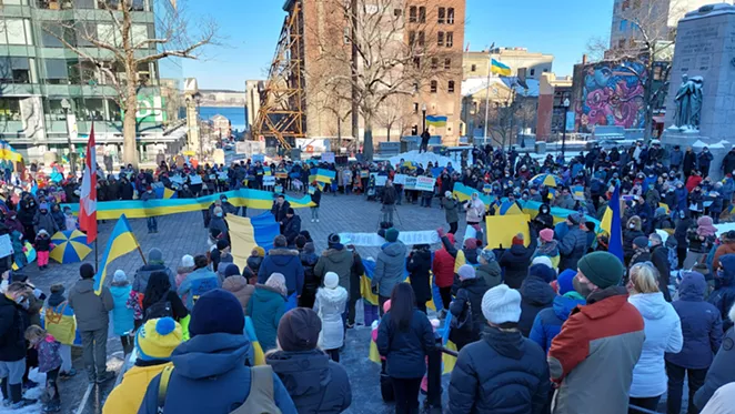 Over 200 people gather in Halifax to support Ukraine - Vimarsana News