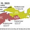 Map of COVID-19 cases reported in Nova Scotia as of March 31, 2021. Legend <a href="https://www.thecoast.ca/COVID19Needtoknow/archives/2020/10/27/legendary" target="_blank">here</a>. THE COAST Map of COVID-19 cases reported in Nova Scotia as of March 31, 2021. Legend <a href="https://www.thecoast.ca/COVID19Needtoknow/archives/2020/10/27/legendary" target="_blank">here</a>. THE COAST