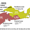 Map of COVID-19 cases reported in Nova Scotia as of April 1, 2021. Legend <a href="https://www.thecoast.ca/COVID19Needtoknow/archives/2020/10/27/legendary" target="_blank">here</a>. THE COAST Map of COVID-19 cases reported in Nova Scotia as of April 1, 2021. Legend <a href="https://www.thecoast.ca/COVID19Needtoknow/archives/2020/10/27/legendary" target="_blank">here</a>. THE COAST