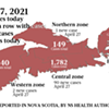 Map of COVID-19 cases reported in Nova Scotia as of April 27, 2021. Legend <a href="https://www.thecoast.ca/COVID19Needtoknow/archives/2020/10/27/legendary" target="_blank">here</a>. THE COAST Map of COVID-19 cases reported in Nova Scotia as of April 27, 2021. Legend <a href="https://www.thecoast.ca/COVID19Needtoknow/archives/2020/10/27/legendary" target="_blank">here</a>. THE COAST