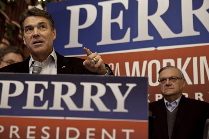 Rick Perry and Joe Arpaio in Iowa, Dec. 27, 2012