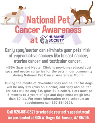 National Pet Cancer Awareness month at HSSA