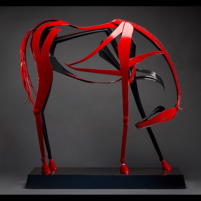“Red Salutation” by Al Glann, steal with powder coat.