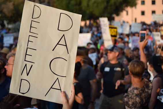 Protesters defend DACA in Tucson last fall, after Donald Trump ended the Obama-era protections for young immigrants. - DANYELLE KHMARA