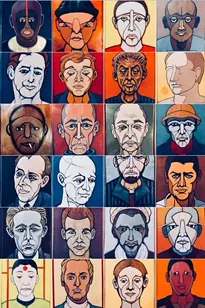 Untitled painted faces by Paul Sanasardo in The Many Sides of Sanasardo at the Temple of Music and Art. - COURTESY PHOTO