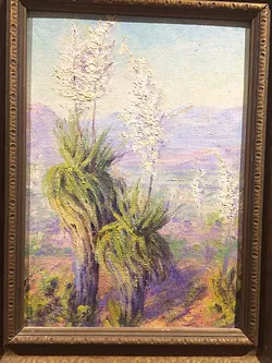 "Yucca and Valley View" by Effie Anderson Smith, oil on board, ca. 1940. - COURTESY OF STEVEN CARLSON, EFFIE ANDERSON SMITH ARCHIVE.