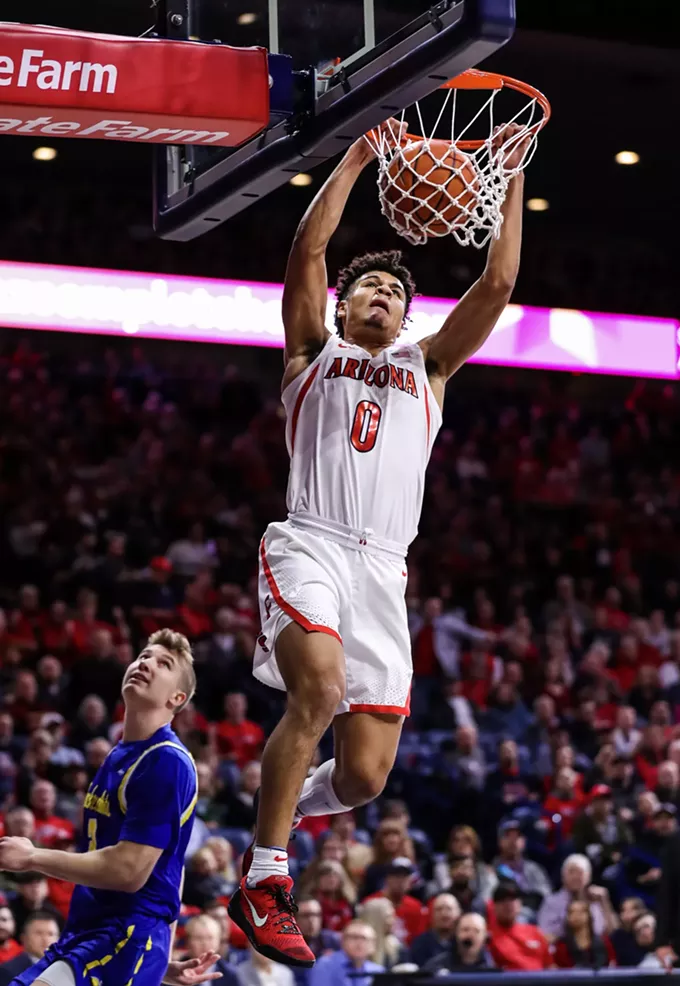 Arizona freshman guard Josh Green finished Thursday's game against South Dakota State with 15 points, 2 rebounds and an assist. The Wildcats won the contest, 71-64. - MIKE CHRISTY | ARIZONA ATHLETICS