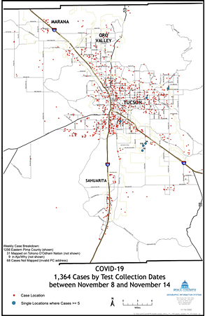 1,364 COVID-19 cases were reported in Pima County from Nov. 8-14. - NOVEMBER 17, 2020 - PRESENT COVID-19 INFECTION IN PIMA COUNTY AND ROLE OF FEDERAL PRISON IN THE CURRENT PANDEMIC