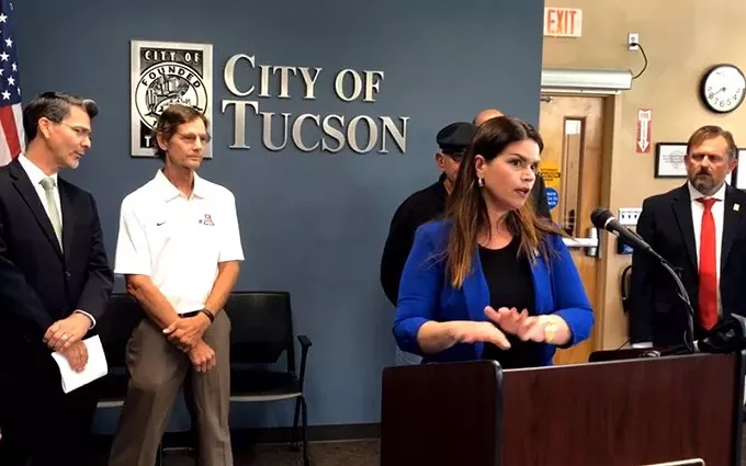 Tucson Mayor Regina Romero, backed by city residents and state and local officials, announces plans to shut down a water treatment facility to protect it from the chemical PFAS. Officials say the water is safe and they want to keep it that way - but want federal officials to do more to solve the problem. - CITY OF TUCSON