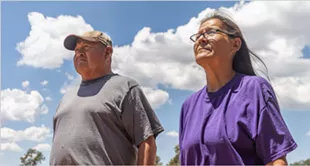 Alice Watchman and brother Leonard Watchman at her farm near Sawmill, Arizona, on July 8, 2021. Alice’s nephew, convicted child rapist and registered sex offender Ozzy Watchman Sr., took his 15-year-old daughter from the farm and was missing for nearly two weeks. - BRENDON DERR/HOWARD CENTER FOR INVESTIGATIVE JOURNALISM