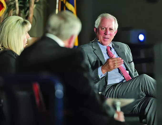 University of Arizona president Robert C. Robbins speaks at the Eller College of Management’s MAP dashboard on Thursday, April 21. - COURTESY PHOTO