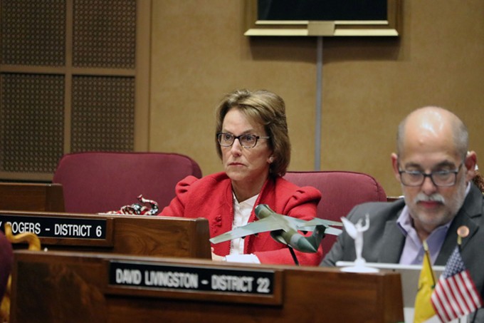 Sen. Wendy Rogers watches as the Senate votes to censure her on March 1, 2022. - PHOTO BY JEROD MACDONALD-EVOY | ARIZONA MIRROR