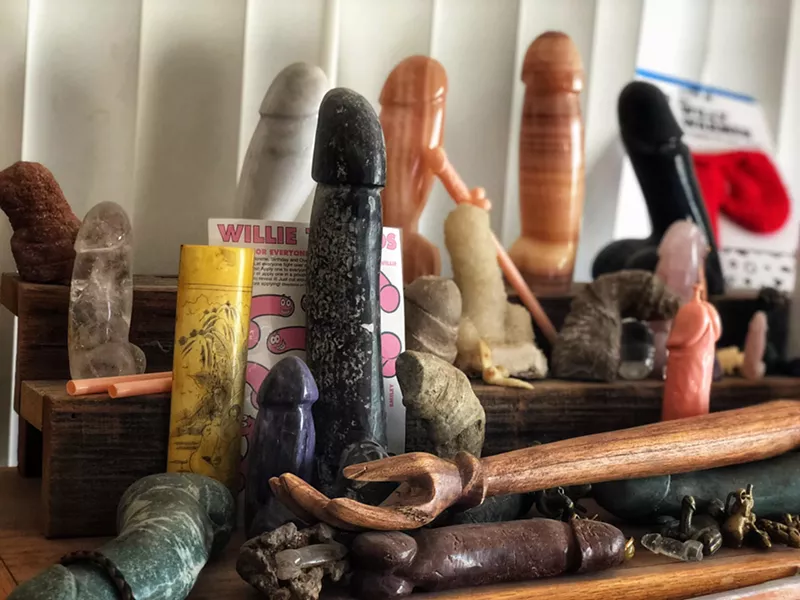 Ron Ratkevich’s home collection of phallic sculptures. - BRIAN SMITH