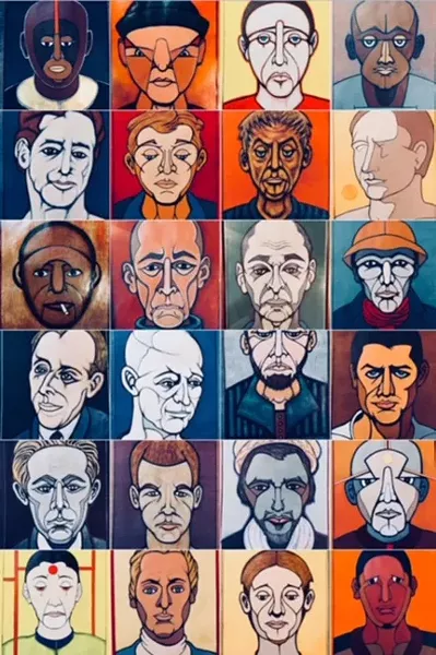 Untitled painted faces by Paul Sanasardo in The Many Sides of Sanasardo at the Temple of Music and Art. - COURTESY PHOTO