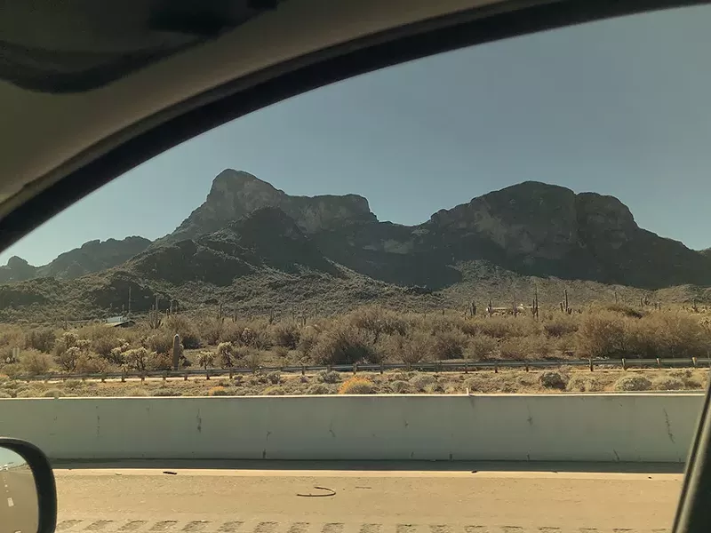 Picacho Peak is the strongest visual symbol of the drive between Tucson and Phoenix, looking like a frozen sloth rising from a vanished swamp. - COURTESY