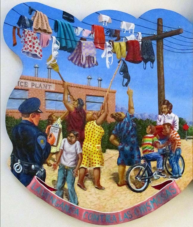 “Las Dilemas del Barrio Millville—1954,” detail, by Alfred J. Quiroz, acrylic on panel
