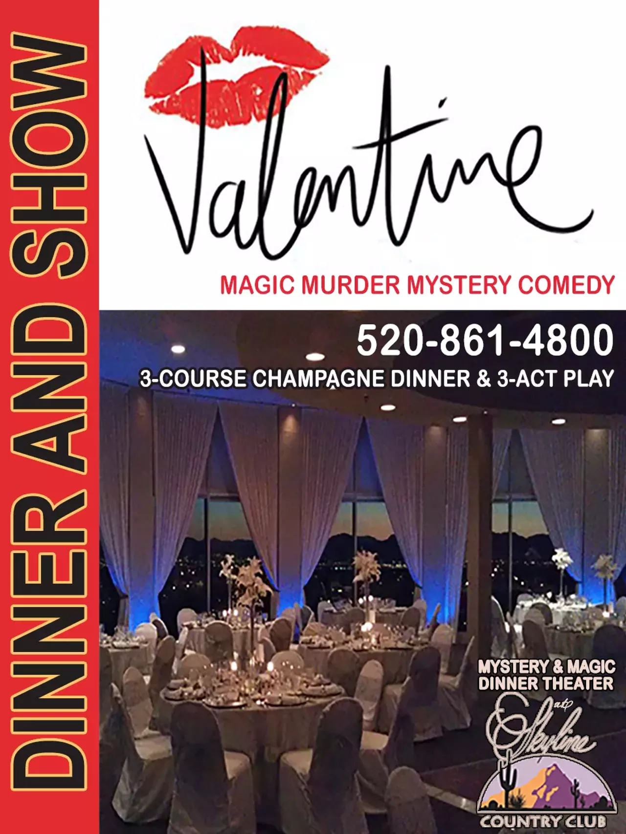 Valentine S Day 3 Course Dinner And 3 Act Magical Mystery Show At